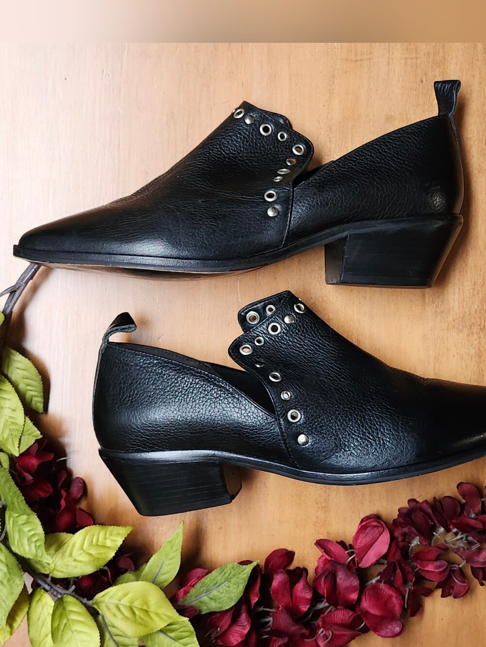 Rebecca Minkoff Annette Studded Black Leather Booties Sz 8